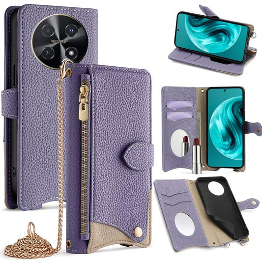 For Huawei nova 12i / Enjoy 70 Pro Crossbody Chain Fishtail Litchi Leather Phone Case(Purple) - Huawei Cases by PMC Jewellery | Online Shopping South Africa | PMC Jewellery | Buy Now Pay Later Mobicred