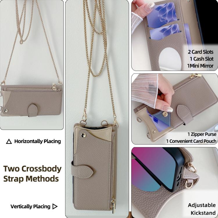 For Huawei Pura 70 Crossbody Chain Fishtail Litchi Leather Phone Case(Grey) - Huawei Cases by PMC TechLife | Online Shopping South Africa | PMC TechLife | Buy Now Pay Later Mobicred