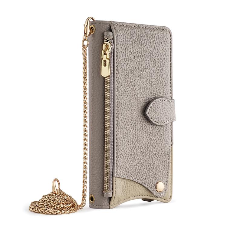For OnePlus Ace 3 Pro Crossbody Chain Fishtail Litchi Leather Phone Case(Grey) - OnePlus Cases by PMC TechLife | Online Shopping South Africa | PMC TechLife | Buy Now Pay Later Mobicred