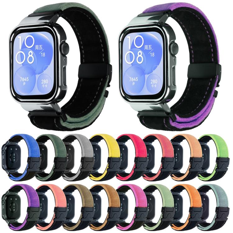 For Huawei Watch Fit3 Brushed Metal Silver Frame Watch Band(Black Rose Red) - free shipping - PMC TechLife - Order now!