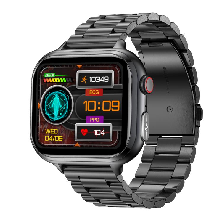 TK17 1.91 inch Horizontal Screen Steel Strap Smart Watch Supports ECG Electrocardiogram(Black) - free shipping - PMC TechLife - Order now!