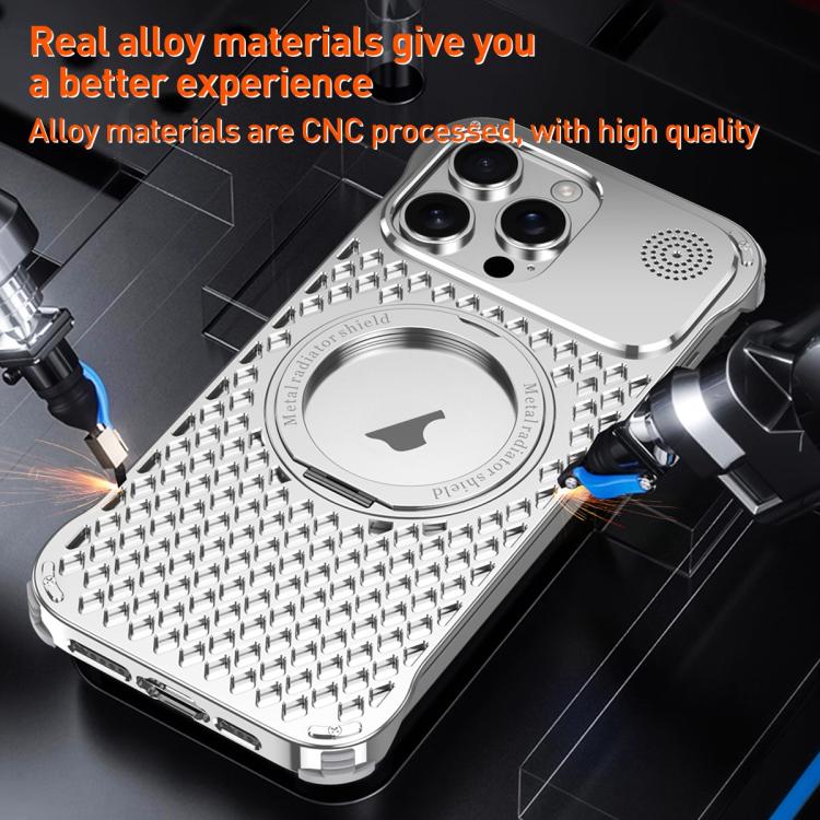 For iPhone 14 R-JUST RJ-64 Aromatherapy Heat Dissipation MagSafe Phone Case with Stand(Silver) - free shipping - PMc TechLife - Order now!