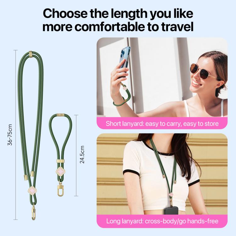 DUX DUCIS Garden Series Begonia Pattern Adjustable Short Phone Lanyard(Army Green) - Lanyards & Wrist Straps by DUX DUCIS | Online Shopping South Africa | PMc TechLife | Buy Now Pay Later Mobicred