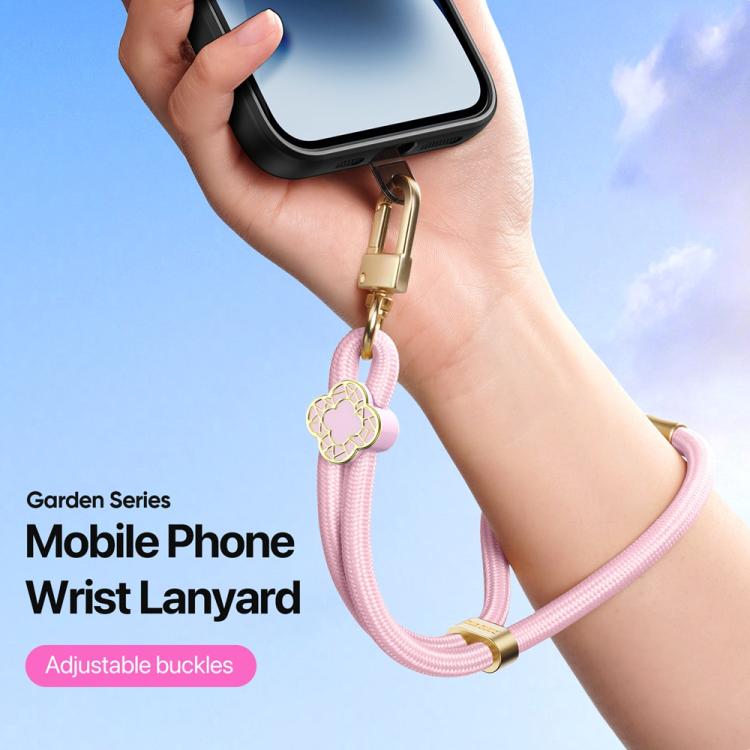 DUX DUCIS Garden Series Begonia Pattern Adjustable Short Phone Lanyard(Light Pink) - Lanyards & Wrist Straps by DUX DUCIS | Online Shopping South Africa | PMc TechLife | Buy Now Pay Later Mobicred