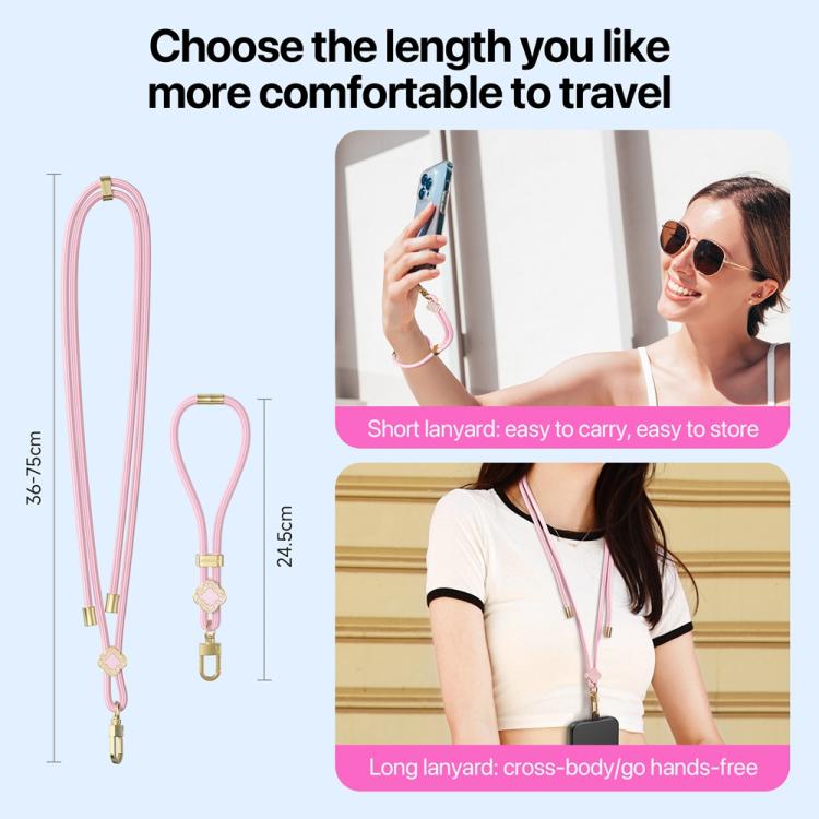 DUX DUCIS Garden Series Begonia Pattern Adjustable Short Phone Lanyard(Light Pink) - Lanyards & Wrist Straps by DUX DUCIS | Online Shopping South Africa | PMc TechLife | Buy Now Pay Later Mobicred