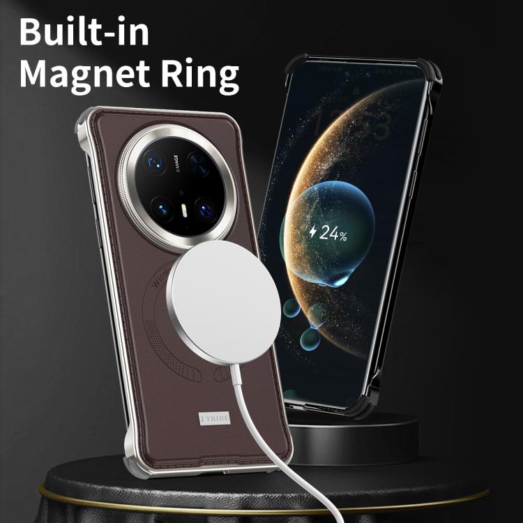For Huawei Mate 60 Pro Metal Frameless MagSafe Leather Phone Case(Black) - Huawei Cases by PMC TechLife | Online Shopping South Africa | PMC TechLife | Buy Now Pay Later Mobicred