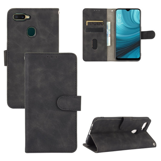 For OPPO A7(AX7) / A5s / AX5s / A12 Solid Color Skin Feel Magnetic Buckle Horizontal Flip Calf Texture PU Leather Case with Holder & Card Slots & Wallet(Black) - OPPO Cases by PMC Jewellery | Online Shopping South Africa | PMC Jewellery | Buy Now Pay Later Mobicred