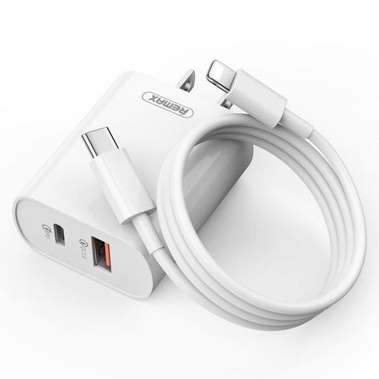 REMAX RP-U37 18W QC+PD Fast Charger With 1m Type-C to 8 Pin Cable, Plug Type:US Plug(White) - USB Charger by REMAX | Online Shopping South Africa | PMC Jewellery | Buy Now Pay Later Mobicred