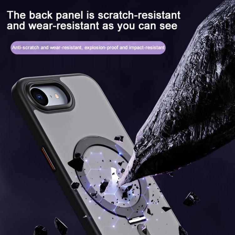 For iPhone 16e Airbag MagSafe Shockproof Frosted Phone Case with Fold Holder(Blue) - iPhone 16e Cases by PMC TechLife | Online Shopping South Africa | PMC TechLife | Buy Now Pay Later Mobicred