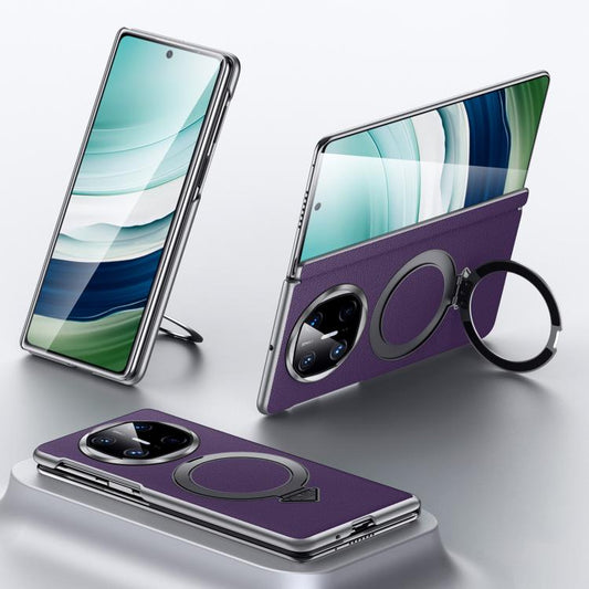 For Huawei Mate X6 SULADA Top Grain Leather MagSafe Magnetic Holder Phone Case(Purple) - Huawei Cases by SULADA | Online Shopping South Africa | PMC Jewellery | Buy Now Pay Later Mobicred