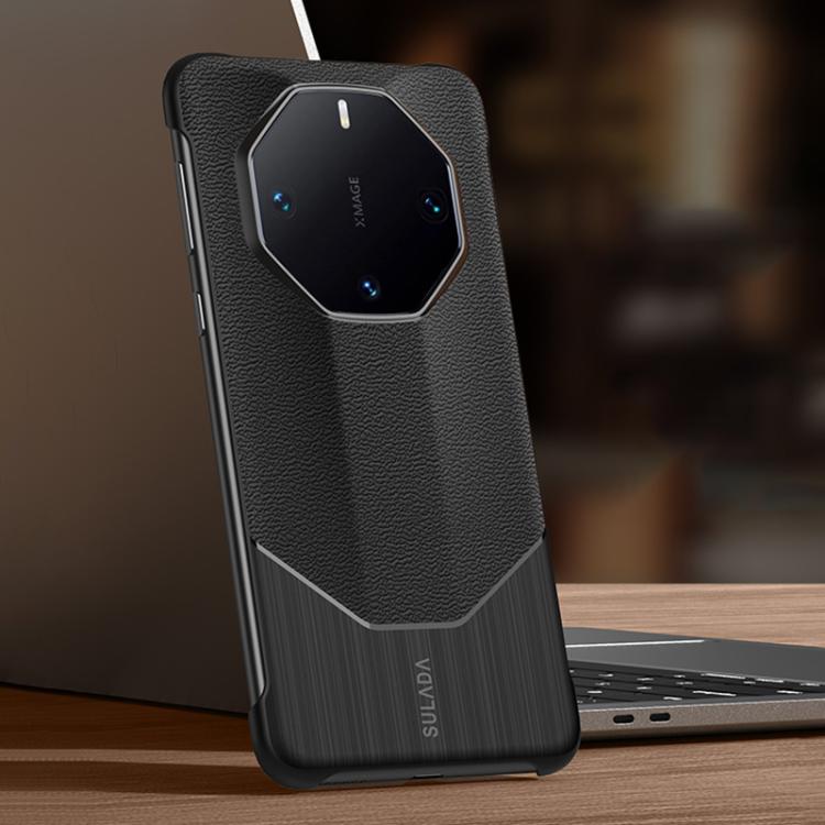 For Huawei Mate 60 RS Ultimate SULADA Frameless Top Layer Cowhide Leather Hybrid PC Phone Case(Black) - Huawei Cases by SULADA | Online Shopping South Africa | PMC TechLife | Buy Now Pay Later Mobicred