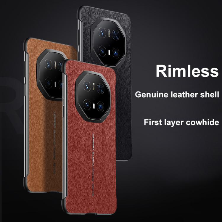 For Huawei Mate 60 RS Ultimate SULADA Frameless Top Layer Cowhide Leather Hybrid PC Phone Case(Black) - Huawei Cases by SULADA | Online Shopping South Africa | PMC TechLife | Buy Now Pay Later Mobicred