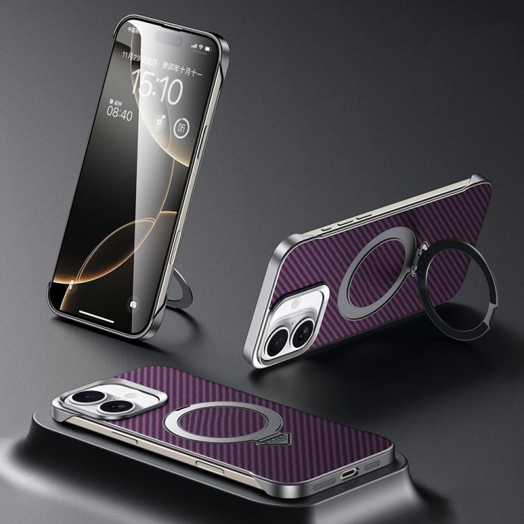 For iPhone 16 Plus SULADA Kevlar Texture MagSafe Magnetic Holder Phone Case(Purple) - iPhone 16 Plus Cases by SULADA | Online Shopping South Africa | PMC TechLife | Buy Now Pay Later Mobicred