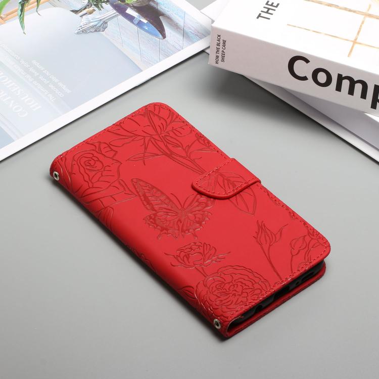 For Tecno Pova 7 4G Skin Feel Butterfly Embossed Flip Leather Phone Case(Red) - free shipping - PMC TechLife - Order now!