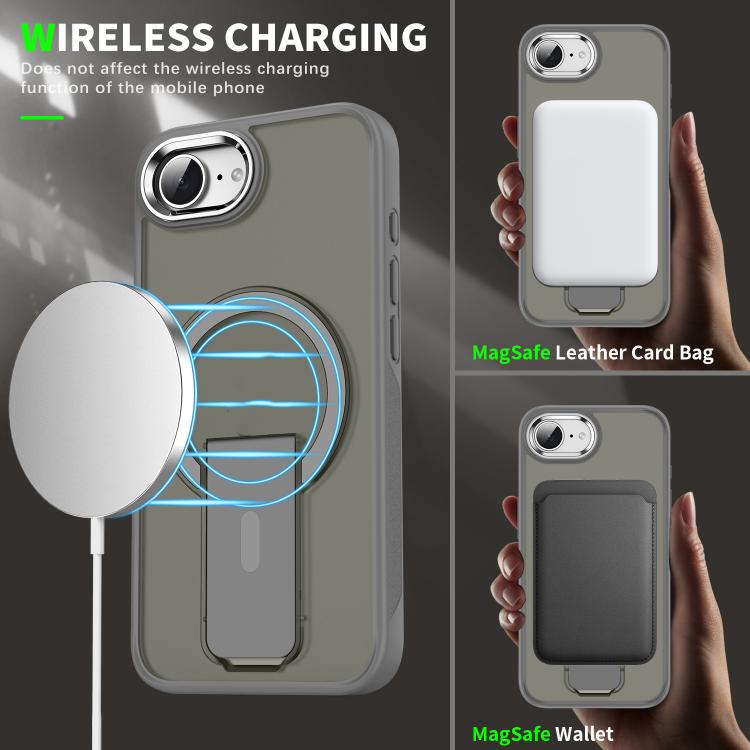 For iPhone 16e Acrylic Hybrid TPU MagSafe Holder Phone Case(Dark Blue) - iPhone 16e Cases by PMC TechLife | Online Shopping South Africa | PMC TechLife | Buy Now Pay Later Mobicred