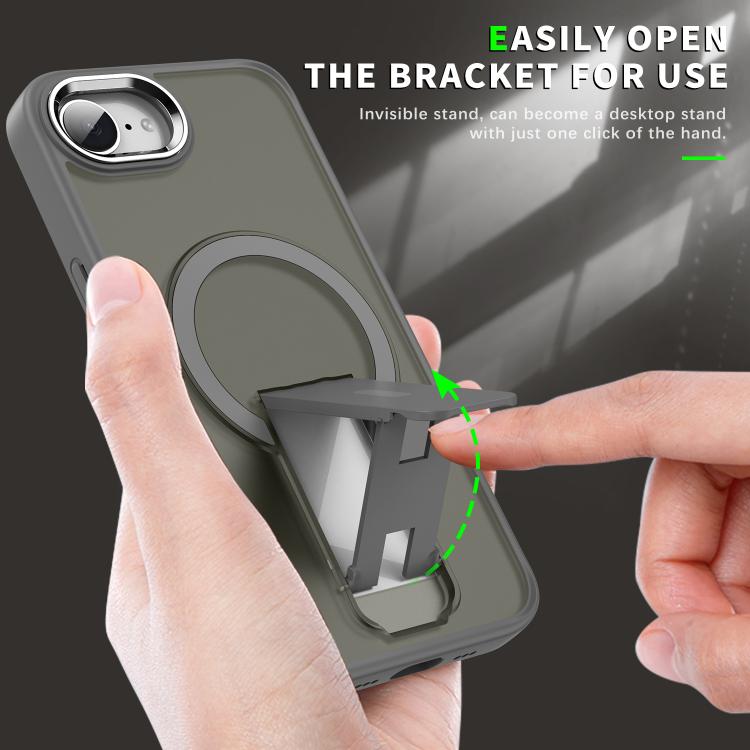 For iPhone 16e Acrylic Hybrid TPU MagSafe Holder Phone Case(Dark Blue) - iPhone 16e Cases by PMC TechLife | Online Shopping South Africa | PMC TechLife | Buy Now Pay Later Mobicred