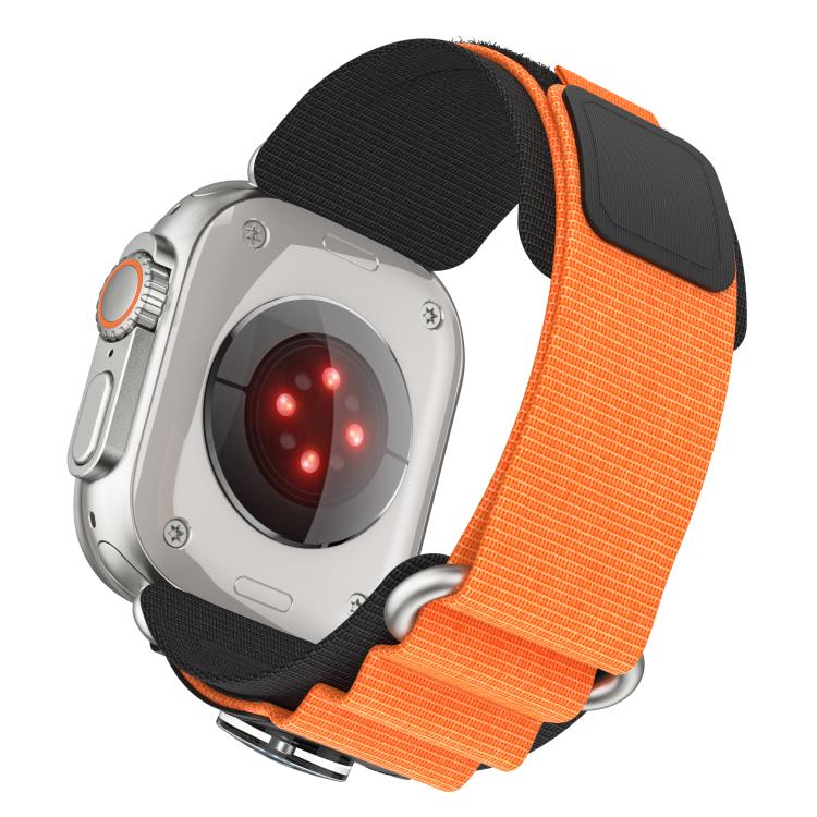 For Apple Watch 46mm / 49mm / 45mm / 44mm Kalebol Compass Nylon Loop Watch Strap(Black Orange) - free shipping - PMc TechLife - Order now!