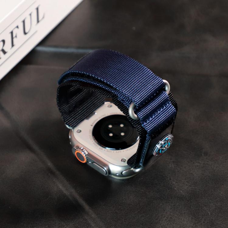 For Apple Watch 42mm / 41mm / 40mm / 38mm Kalebol Compass Nylon Loop Watch Strap(Black Blue) - free shipping - PMc TechLife - Order now!