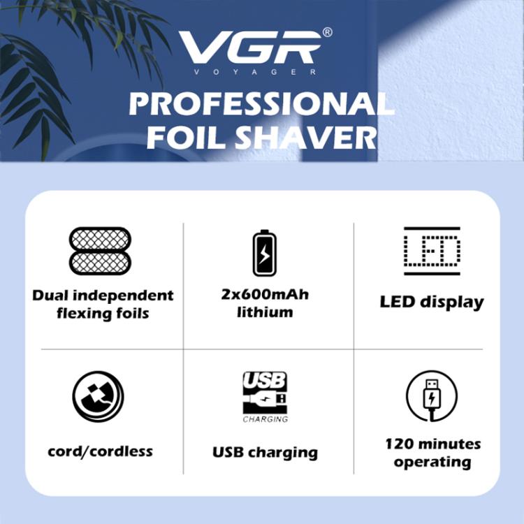 VGR V-352 Double Cutter Head Portable Electric Foil Shaver(Transparent Black) - free shipping - PMC TechLife - Order now!