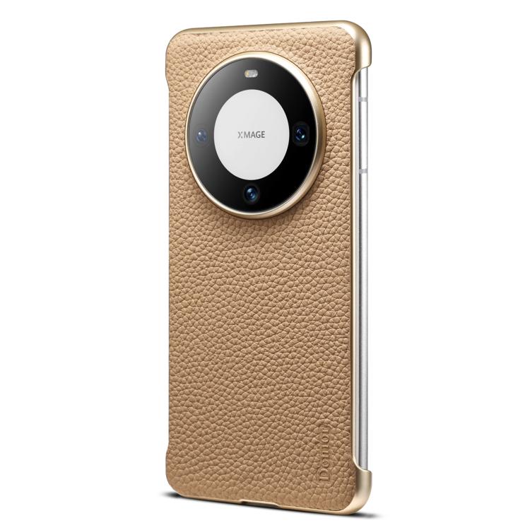 For Huawei Mate 60 Pro Denior A20 Genuine Leather Litchi Texture MagSafe Frameless Phone Case(Khaki) - free shipping - PMc TechLife - Order now!