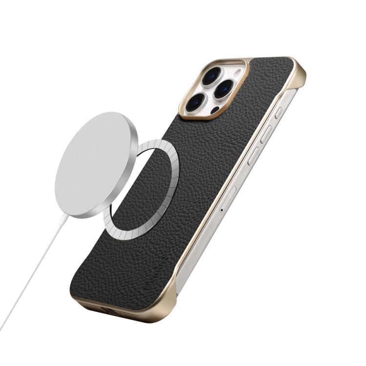 For iPhone 16 Denior A20 Genuine Leather Litchi Texture MagSafe Frameless Phone Case(Black) - free shipping - PMc TechLife - Order now!