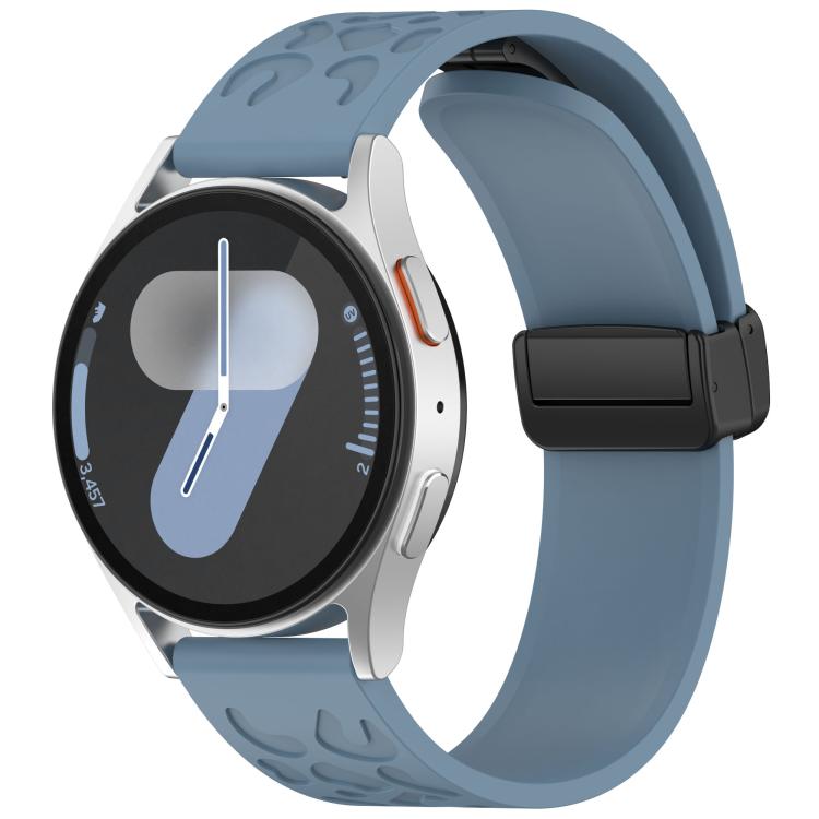 20mm Kalebol Universal Leopard Print Magnetic Folding Buckle Silicone Strap(Slate Blue) - 22mm Bands by Kalebol | Online Shopping South Africa | PMc TechLife | Buy Now Pay Later Mobicred