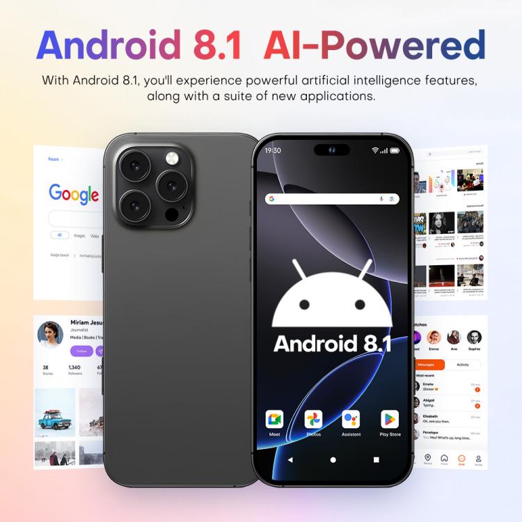 A88 / i16 Pro Max, 2GB+16GB, 6.6 inch Android 8.1 MTK6580A Quad Core, OTG, Network: 3G, Dual SIM, Plug:AU Plug(Titanium Grey) - free shipping - PMc TechLife - Order now!