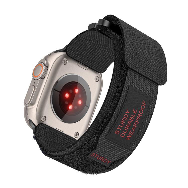 For Apple Watch 46mm / 49mm / 45mm / 44mm Kalebol Simple Two Section Nylon Strap(Black) - Watch Bands by Kalebol | Online Shopping South Africa | PMC TechLife | Buy Now Pay Later Mobicred