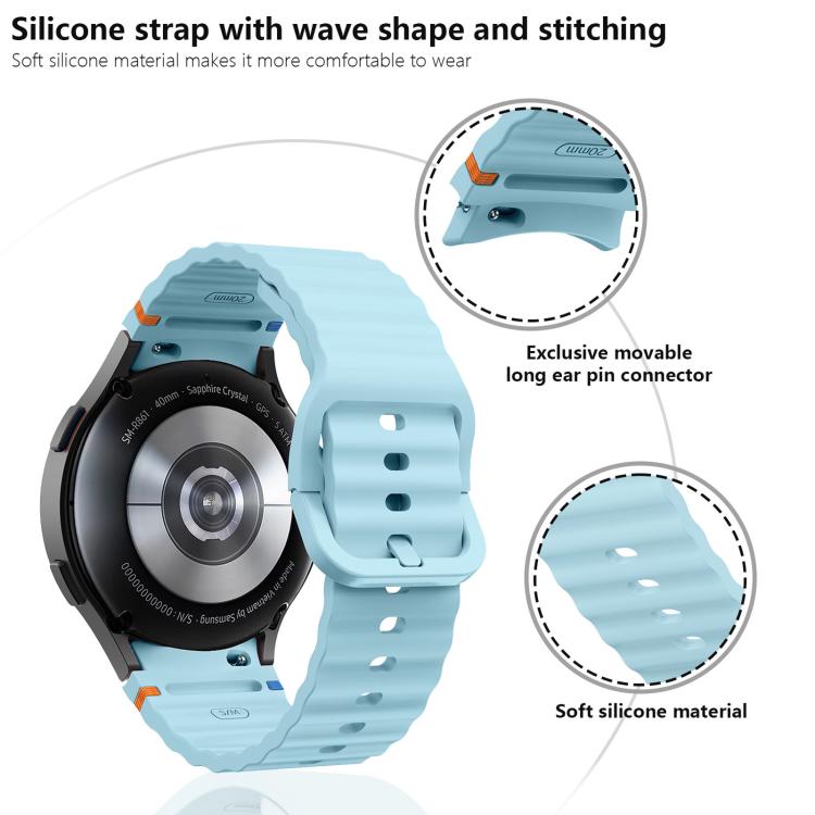 For Samsung Galaxy Watch 7  / 6 / 5 / 4 Kalebol Wave Stitching Silicone Watch Band(Light Grey) - free shipping - PMc TechLife - Order now!