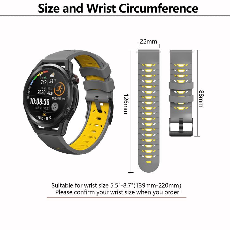 Kalebol 22mm Universal Three Row Holes Silicone Watch Band(White Orange) - 22mm Bands by Kalebol | Online Shopping South Africa | PMc TechLife | Buy Now Pay Later Mobicred