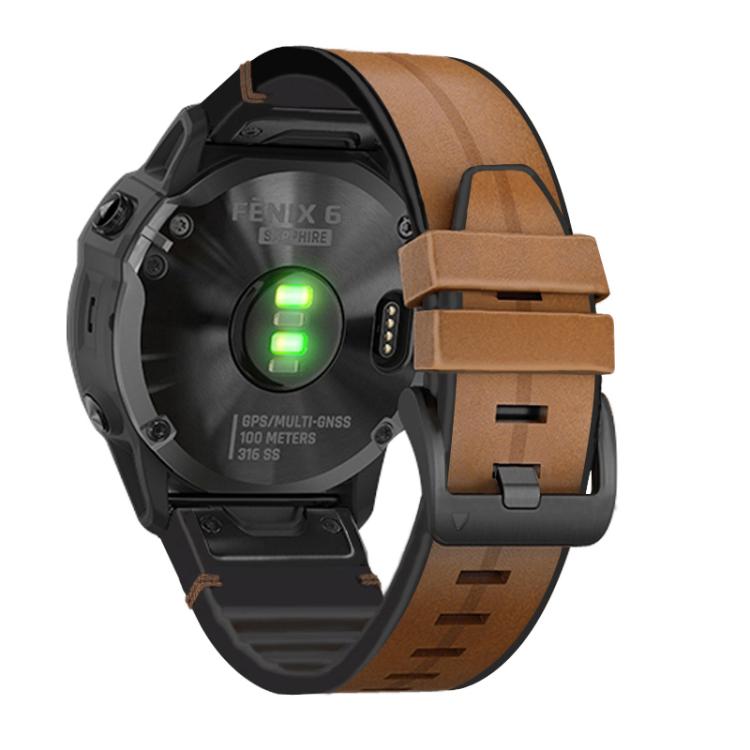 For Garmin QuickFit 26mm Kalebol Quick Release Silicone Leather Watch Band(Brown) - free shipping - PMc TechLife - Order now!