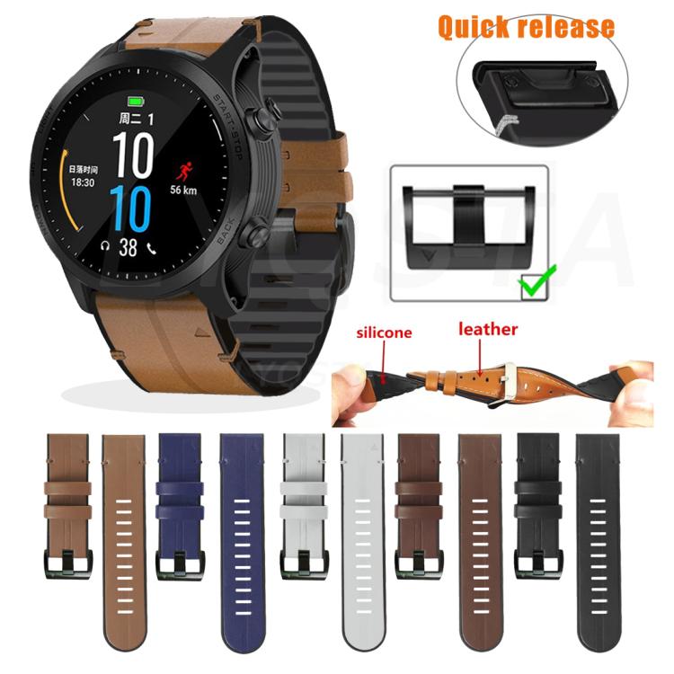 For Garmin QuickFit 26mm Kalebol Quick Release Silicone Leather Watch Band(Brown) - free shipping - PMc TechLife - Order now!