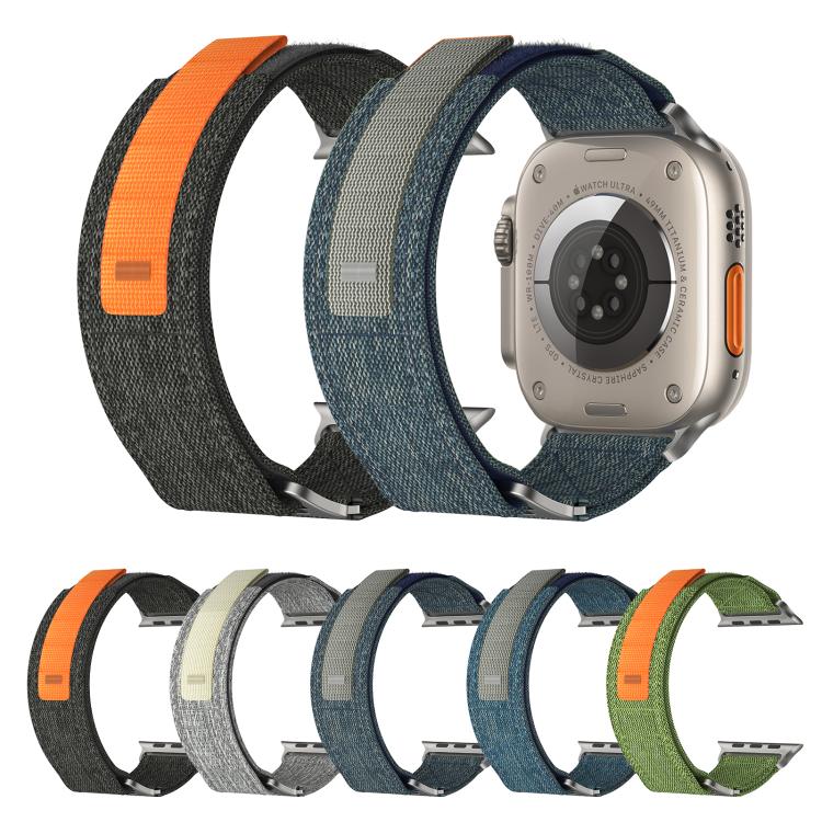 For Apple Watch 42mm / 41mm / 40mm / 38mm Kalebol Canvas Pattern Nylon Loop Strap(Black) - Watch Bands by Kalebol | Online Shopping South Africa | PMC TechLife | Buy Now Pay Later Mobicred