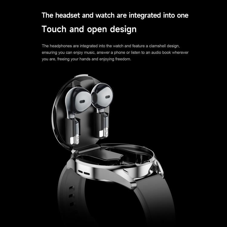 D9 1.46 inch 2 in 1 Bluetooth Earphone Smart Watch, Support Bluetooth Call / NFC / Heart Rate(Silver) - free shipping - PMC TechLife - Order now!