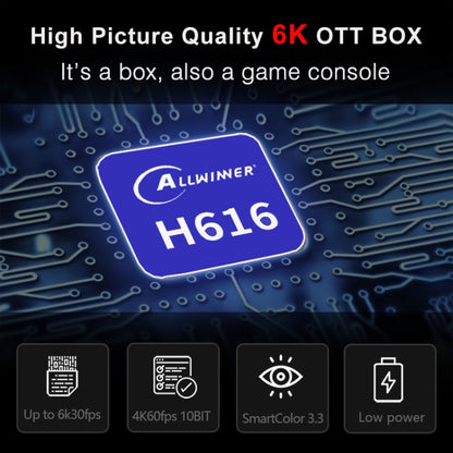 H96 Max 6K Ultra HD Smart TV Box with Remote Controller, Android 10.0, Allwinner H616 Quad Core ARM Cortex-A53, 2GB+16GB, Support TF Card / USBx2 / AV / HDMI / WIFI, EU Plug - Allwinner H6 by PMC Jewellery | Online Shopping South Africa | PMC Jewellery | Buy Now Pay Later Mobicred