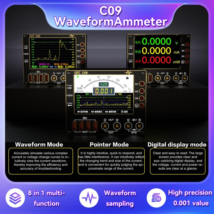 i2C C09 Charge Detection / Voltage Measurement Digital Waveform Ammeter, Model:With Expansion  Board - free shipping - PMC TechLife - Order now!