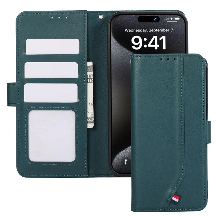 For iPhone 17 ABEEL Delicate Texture Splicing RFID Leather Phone Case(Green) - free shipping - PMc TechLife - Order now!