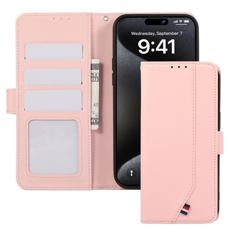 For iPhone 17 Air ABEEL Delicate Texture Splicing RFID Leather Phone Case(Pink) - free shipping - PMc TechLife - Order now!