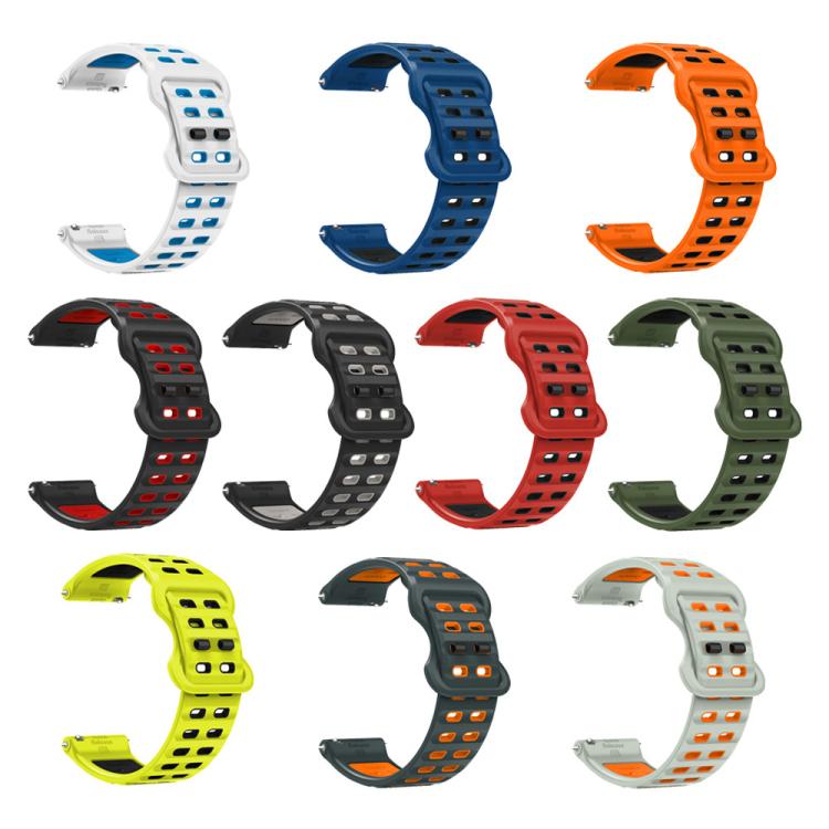 22mm Double-row Hole Studded Buckle Silicone Watch Band(Fog Grey Orange) - free shipping - PMc TechLife - Order now!