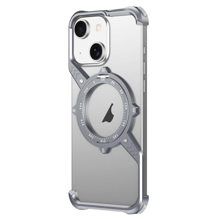 For iPhone 15 S Shaped 360 Holder Airbag Frameless MagSafe Metal Phone Case(Space Gray) - free shipping - PMC TechLife - Order now!