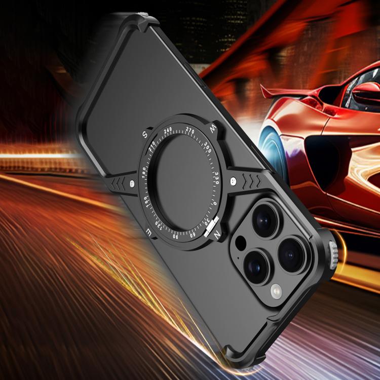 For iPhone 13 Pro S Shaped 360 Holder Airbag Frameless MagSafe Metal Phone Case(Space Gray) - free shipping - PMC TechLife - Order now!