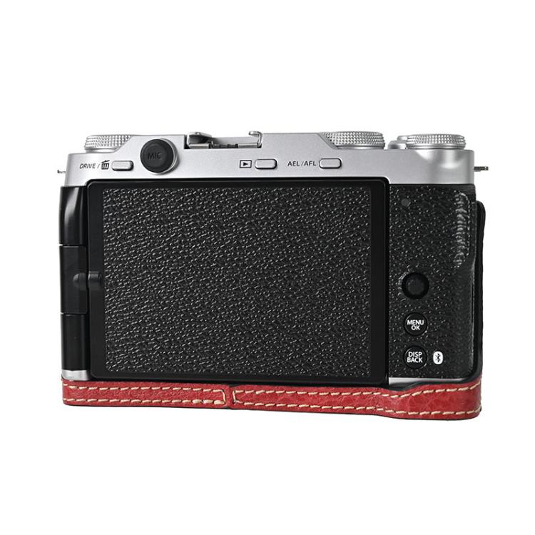 For FUJIFILM X-M5 Litchi Texture PU Leather Camera Half Case Base(Wine Red) - free shipping - PMC TechLife - Order now!