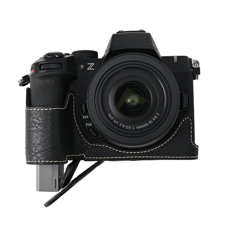 For Nikon Z50II Litchi Texture PU Leather Camera Half Case Base(Black) - free shipping - PMC TechLife - Order now!
