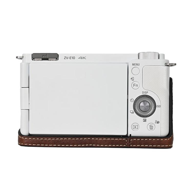 For Sony ZV-E10 Litchi Texture PU Leather Camera Half Case Base(Coffee) - free shipping - PMC TechLife - Order now!