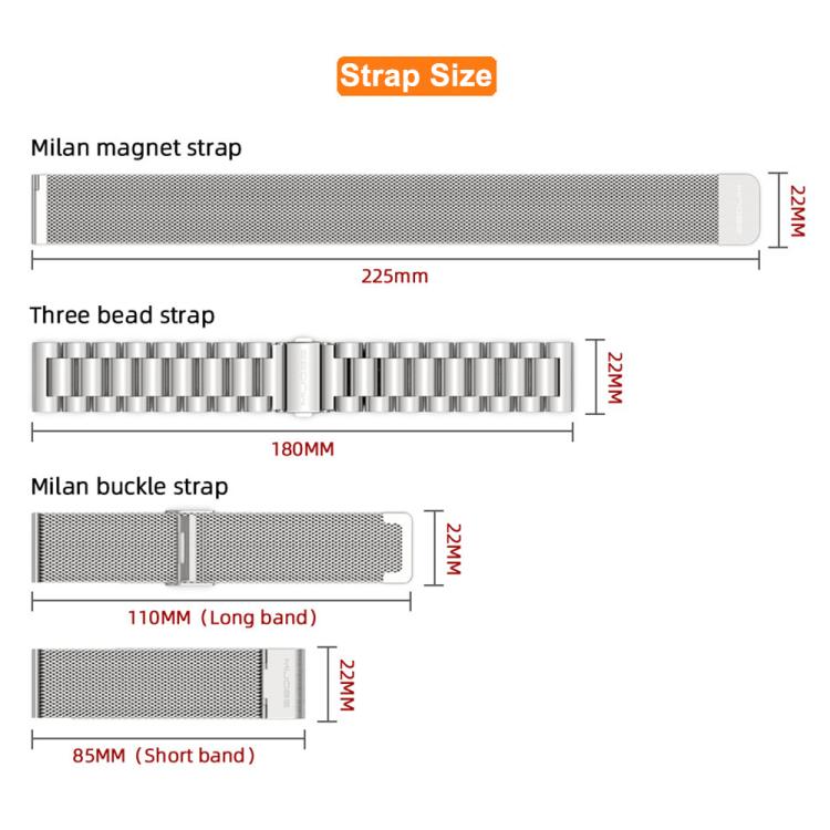 22mm MIJOBS Three Beads Metal Watch Band(Rose Gold) - free shipping - PMC TechLife - Order now!