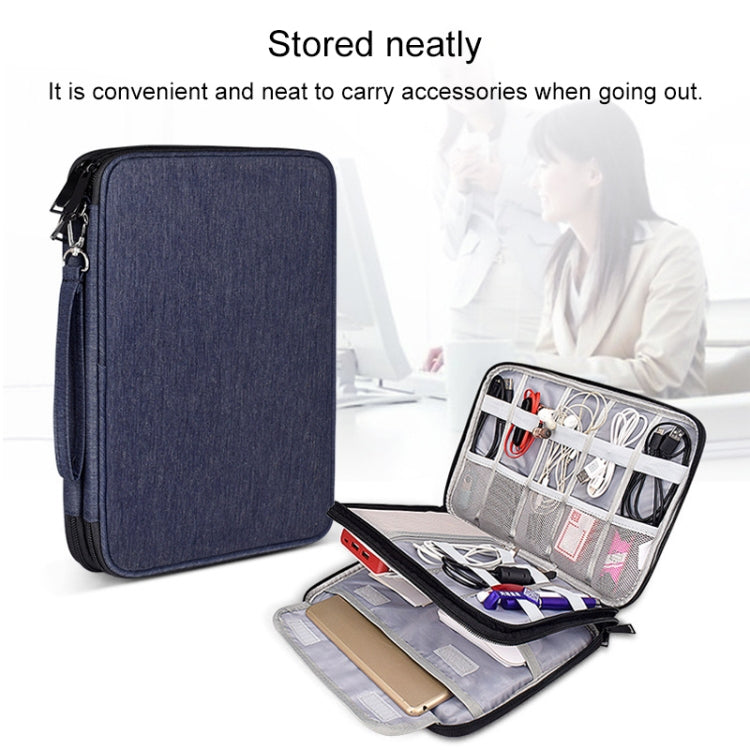SM01 Multi-function Waterproof Double Layer Data Cable Earphone U Disk Digital Accessories Storage Bag, Size: L(Navy Blue) - Other by PMC Jewellery | Online Shopping South Africa | PMC Jewellery | Buy Now Pay Later Mobicred