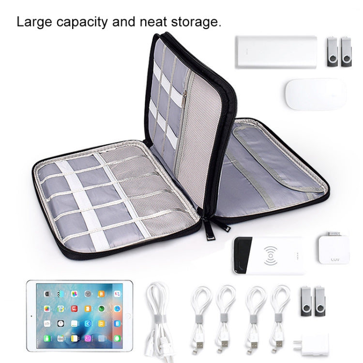 SM01 Multi-function Waterproof Double Layer Data Cable Earphone U Disk Digital Accessories Storage Bag, Size: L(Black) - free shipping - PMC Jewellery - Order now!