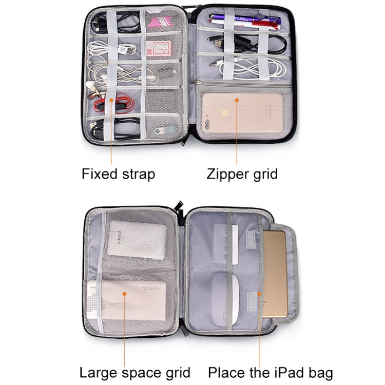 SM01 Multi-function Waterproof Double Layer Data Cable Earphone U Disk Digital Accessories Storage Bag, Size: S(Black) - Other by PMC Jewellery | Online Shopping South Africa | PMC Jewellery | Buy Now Pay Later Mobicred
