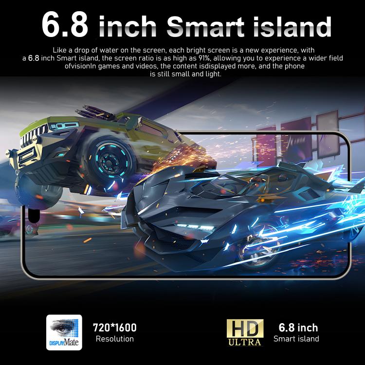 I16 Pro Max / VD1, 3GB+32GB, 6.8 inch Android 10 MTK6753 Octa Core, Network: 4G, Dual SIM, Plug:US Plug(Sky Blue) - free shipping - PMc TechLife - Order now!