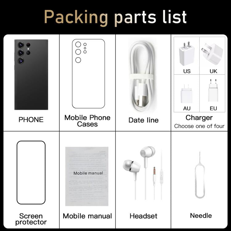 S24 Ultra / S7, 4GB+128GB, 6.75 inch Android 10 MTK6750 Octa Core, Network: 4G, Dual SIM, Plug:EU Plug(Grey) - free shipping - PMc TechLife - Order now!